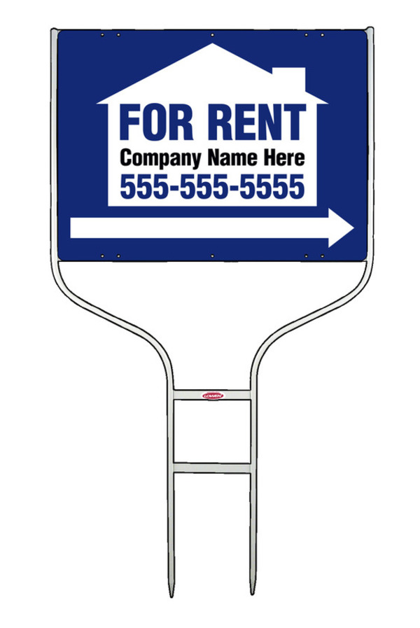 For Rent Round Rod Sign Units with Space for Company Name, 18h x 24w, White